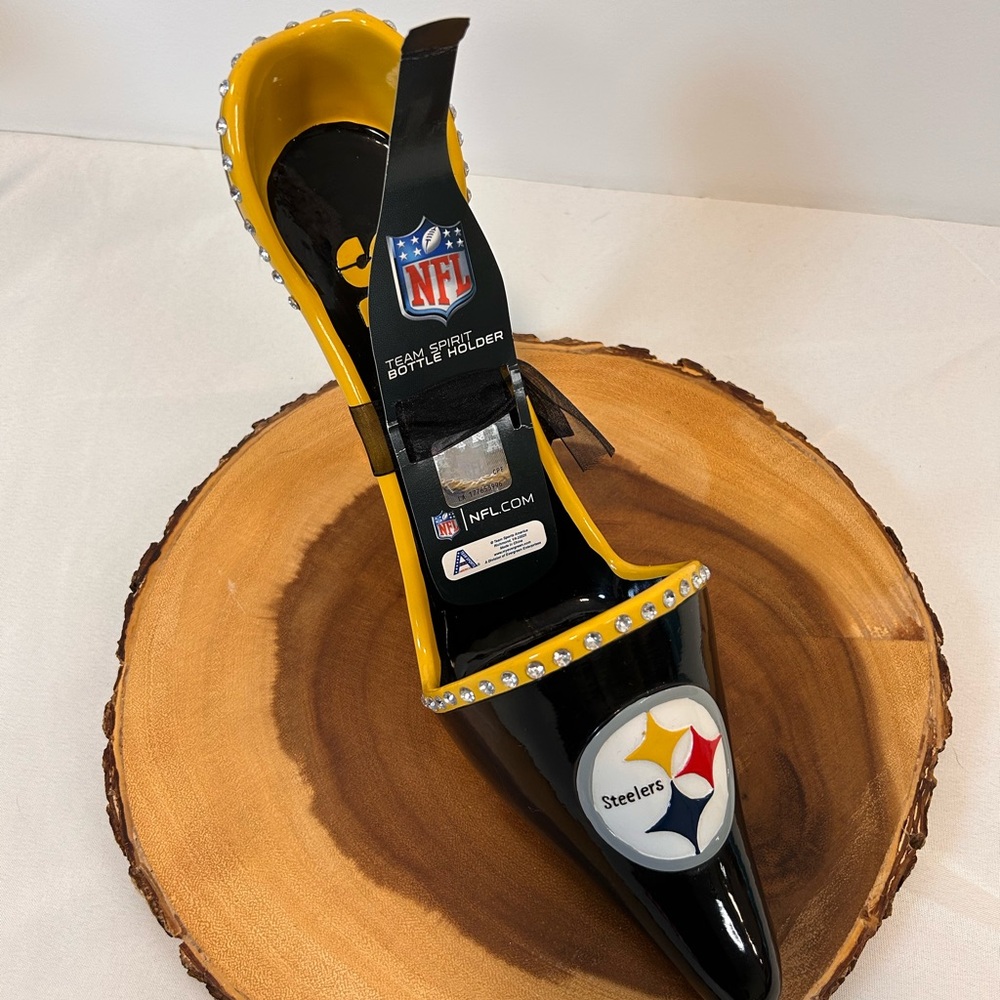 NFL Football Pittsburgh‎ Steelers High Heel Jeweled Team Shoe Wine Holder